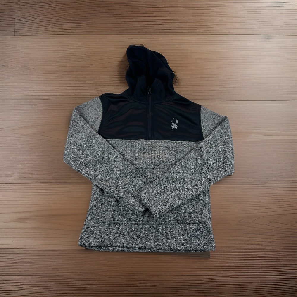 Spyder SPFFD093 Hoodie Size S Grey/Black Half-Zip‎ Performance Fleece Men's"